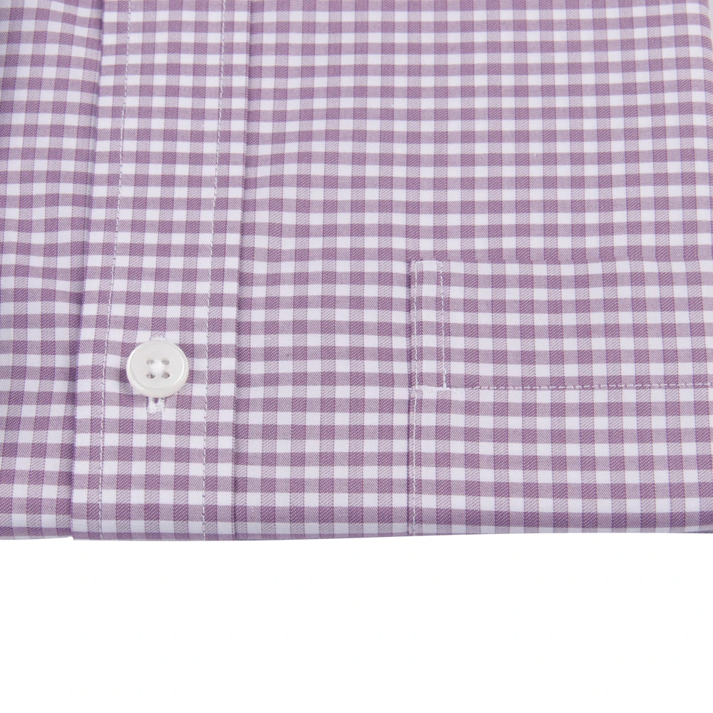 160s 2-ply Luxury Dress Shirt 100% Cotton Purple Checker Business Shirts Wrinkle Resistant Tailored Dress Shirts For Men