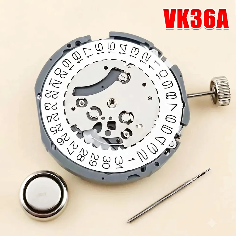 크로노그래프 쿼츠 무브먼트 VK63 VK61A VK67A 사양 호환 배터리 포함 3핸즈 날짜 표시 시계 모드 부품 교체 세트