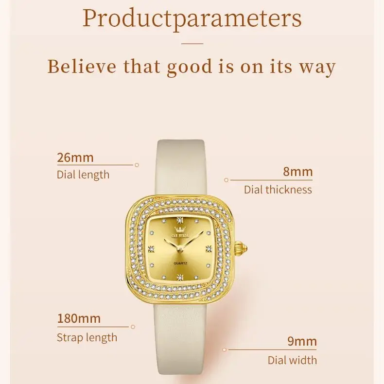 OLEVS 5512 Women Watch Luxury Diamond Square Dial Elegant Comfortable Waterproof Leather Strap Fashion Brand Women Quartz Watch 4