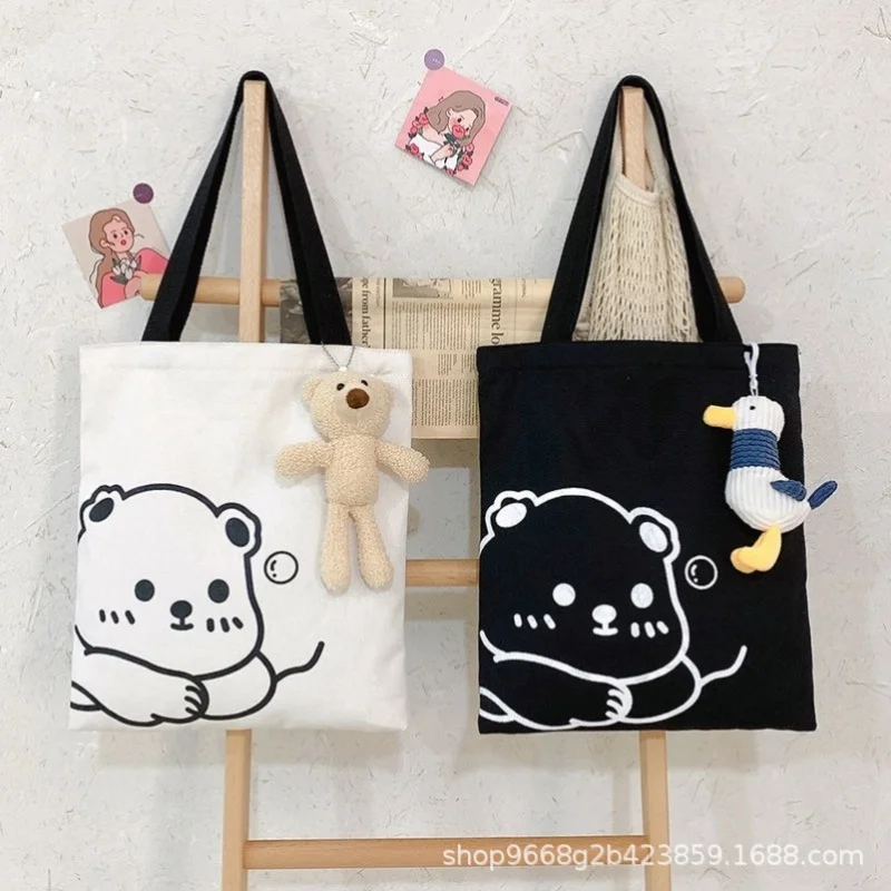 

Custom Canvas Bag 2022 New Large Capacity Women's Shoulder Handbag Canvas Bag Wholesale Gift Bag Cartoon Cute