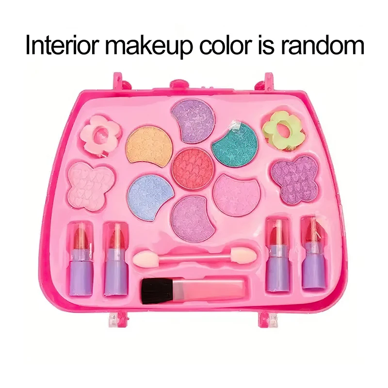 Cosmetics Set 17PCS Makeup Set Portable Box Washable Cosmetic Suitcase Kit DIY Role Play Fashion Beauty Toy Birthday Gift