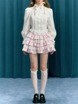 Women's Tartan Checkered Pleated Mini Skirts with High Waistband and Delicate Lace Detailing for a Flirty Look 4