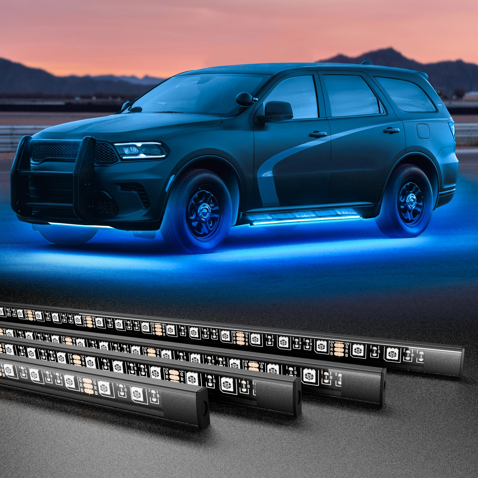 RGB Car Underglow Strip Lights with App Control Waterproof Strip Lights for Cart Boat Decoration LED Exterior Lights Strip DC12V 1