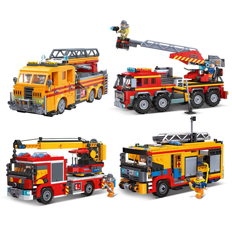 

IN STOCK City Rescue Ladder Fire Truck Building Blocks Assembling Bricks Model DIY Toys for Children Birthday Gift Set