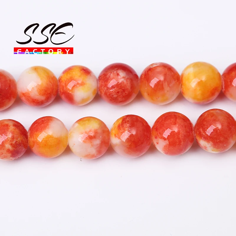 

Natural Orange Persian Jades Stone Beads For Jewelry Making Needlework Round Loose Beads DIY Bracelets Necklaces 6 8 10 12mm 15"