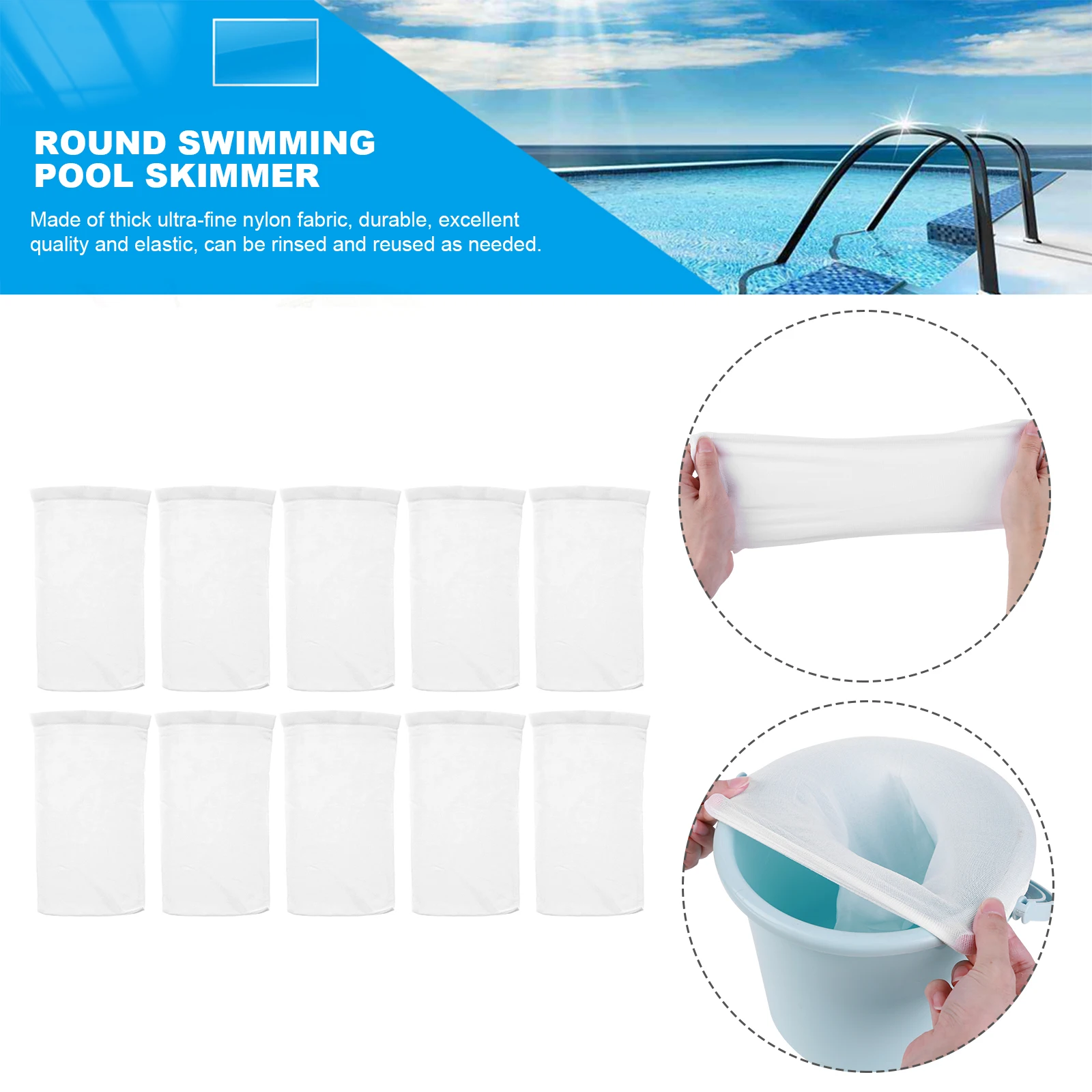 20Pcs Chaussettes de Skimmer pour Piscine,Chaussette Filtre Piscine Filtre  Skimmer,Pool Skimmer Socks,Maille Ultra Fine