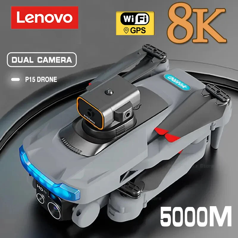 Lenovo P15 Drone 4K Fotocamera Professionale 8K Gps Hd Fotografia Aerea Dual-Camera Omnidirezionale Evitamento Ostacoli Mini Drone