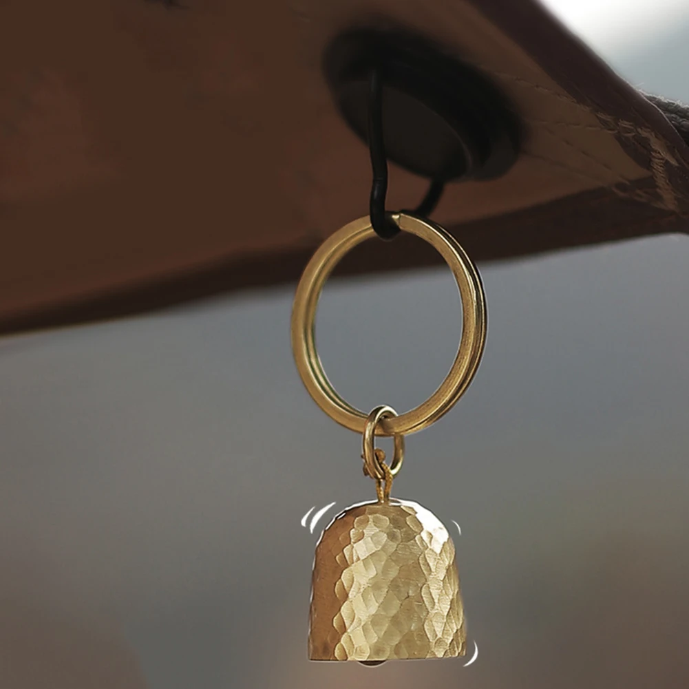 Brass Bear Bell With Key Chain Camping Protection Clear Sound Loud Bear Bell for Hiking Cycling Camping Decoration Pendant