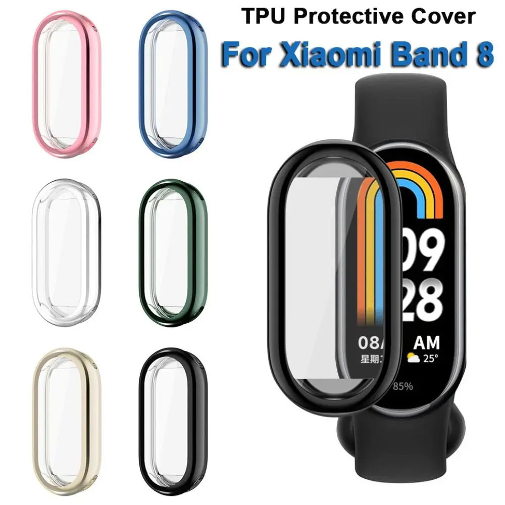 Comprar Protector de pantalla completa para Xiaomi Mi Band 8, funda  protectora de TPU chapada, funda protectora, parachoques