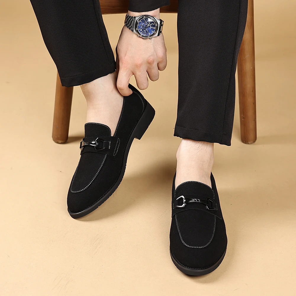 جديد الرجال بلون الجلد المدبوغ مشبك معدني المتسكعون مكتب الأعمال عادية المضادة للانزلاق حذاء رسمي مريح لينة سوليد كسول الأحذية