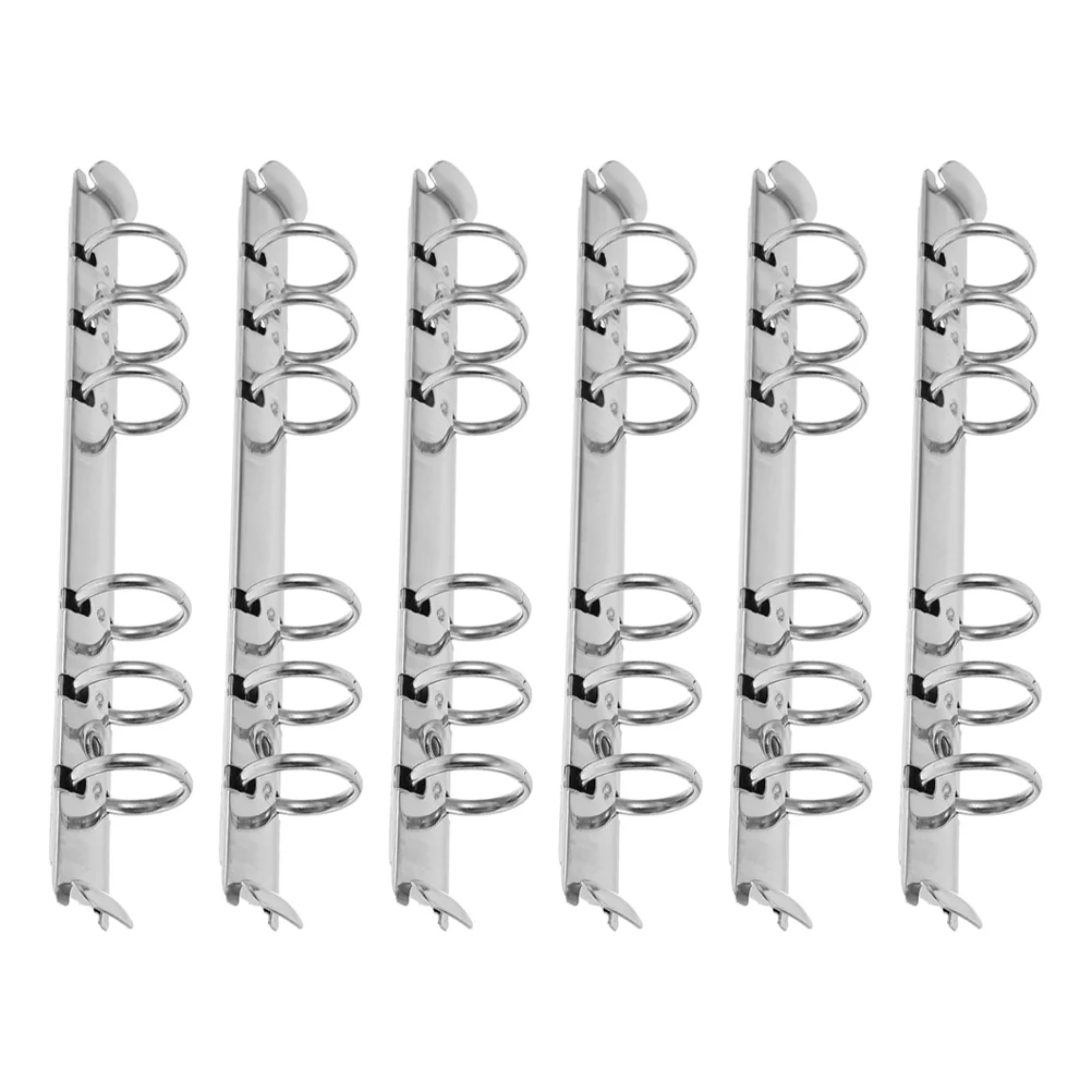 6 Pcs Binder The Notebook Stationery Supplies Segmented Rings Six-hole Photo Album DIY Six-holes Stainless Steel Office