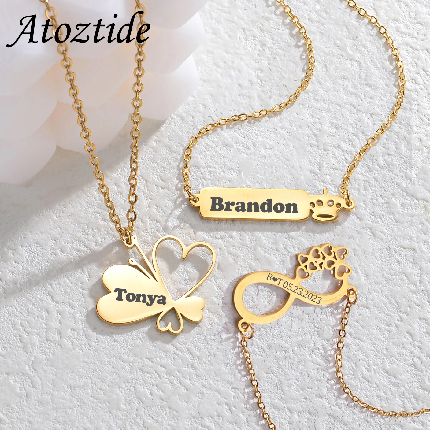 

Ожерелье женское из нержавеющей стали с гравировкой имени