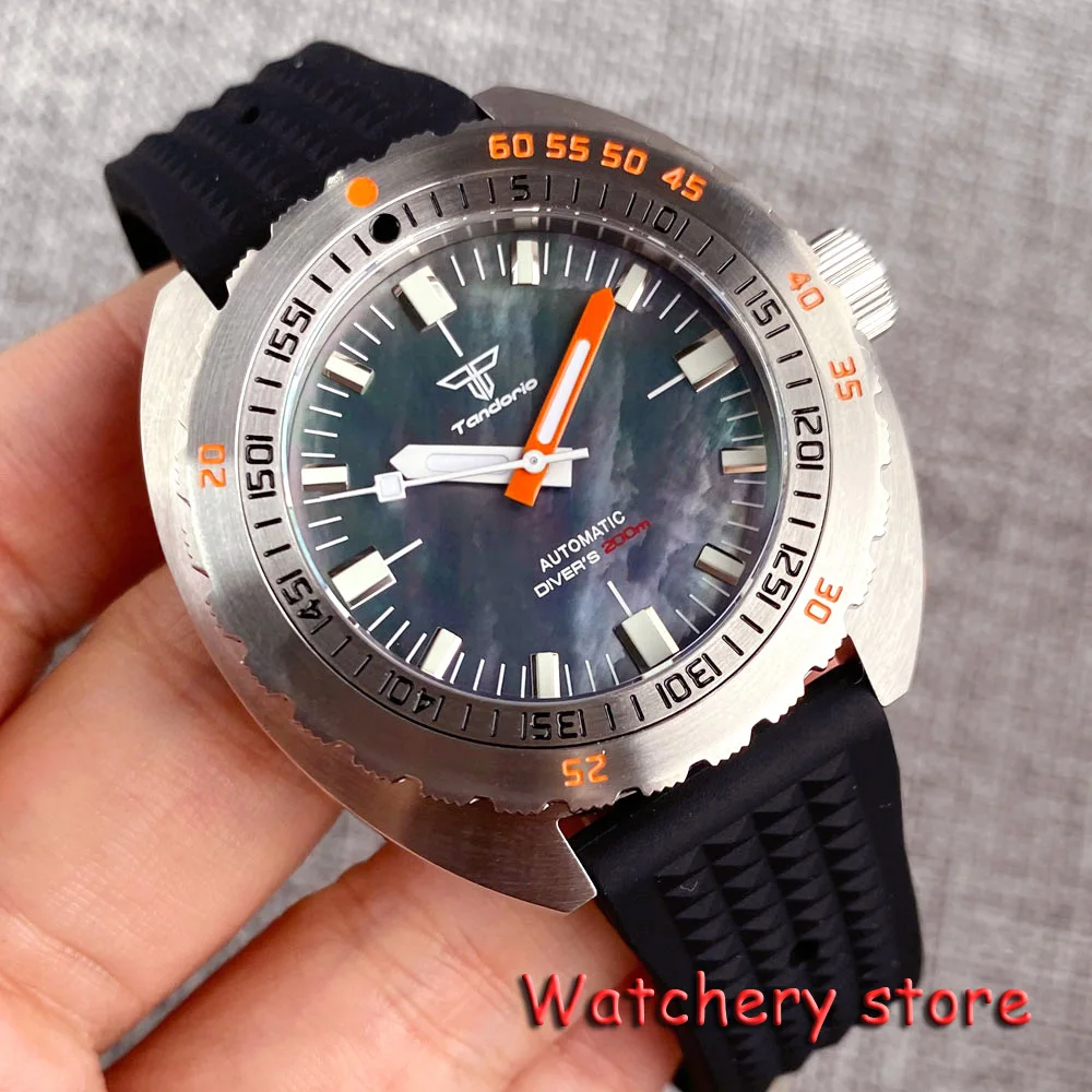 

Tandorio 42mm 20ATM NH35A PT5000 Waterproof Watch For Men MOP Blue Dial Rotating Bezel Sapphire Glass Dome Sapphire Crystal