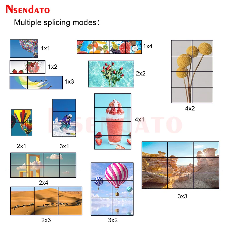 3x3 HDMI Video Wall Controller 4k HDMI TV Video Wall Controller Processor 2x2 2x3 2x4 3x2 4x1 4x2 9 Way HDMI Screen TV Splicer