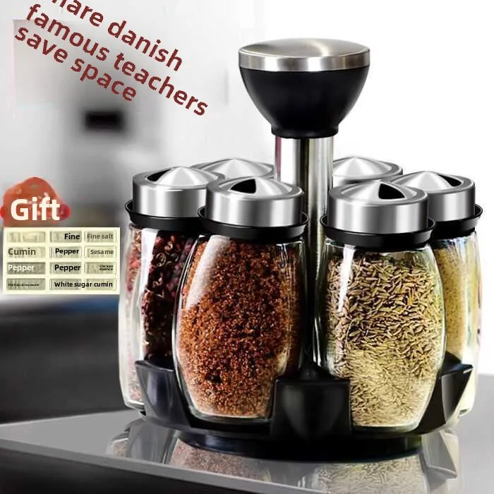 seasoning bottle set, kitchen seasoning can, creative rotating bottle, condiment box can home use seasoning jar,seasoning bottle