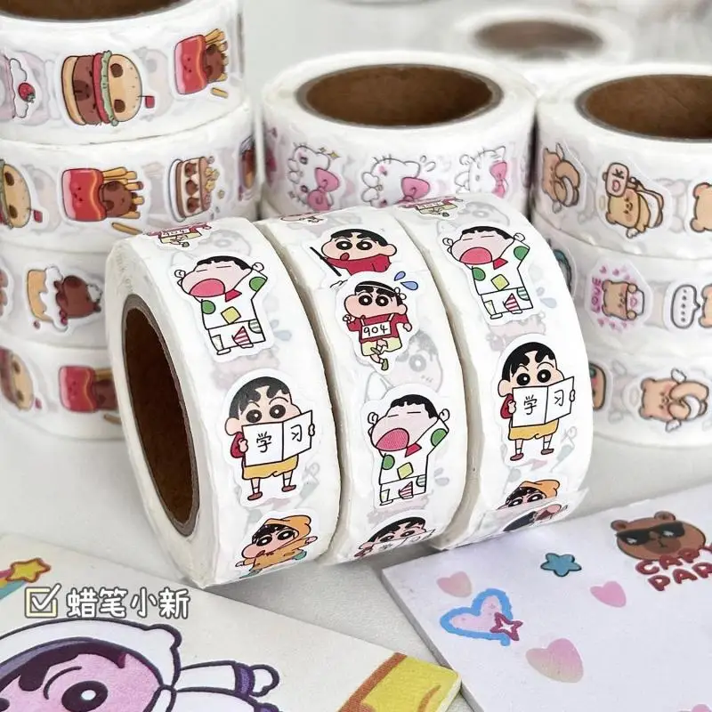

Crayon Shin Chan Kawaii Stickers Anime Cute Cartoon Bandai Adhesive Tape Self-Adhesive Ledger Decorative Dot Sealing Tape
