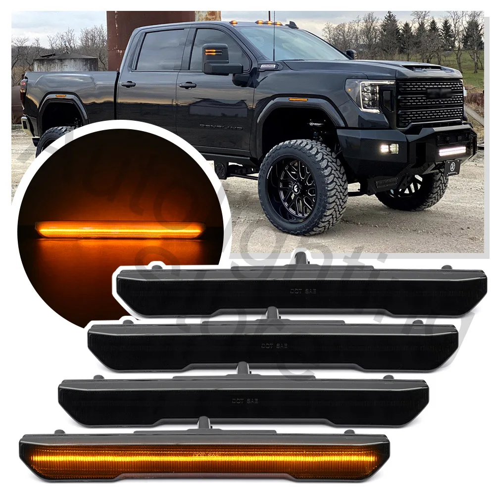 4pcs For Gmc Sierra 2500hd 3500hd 2020 2021 2022 Smoked Led Turn Signal