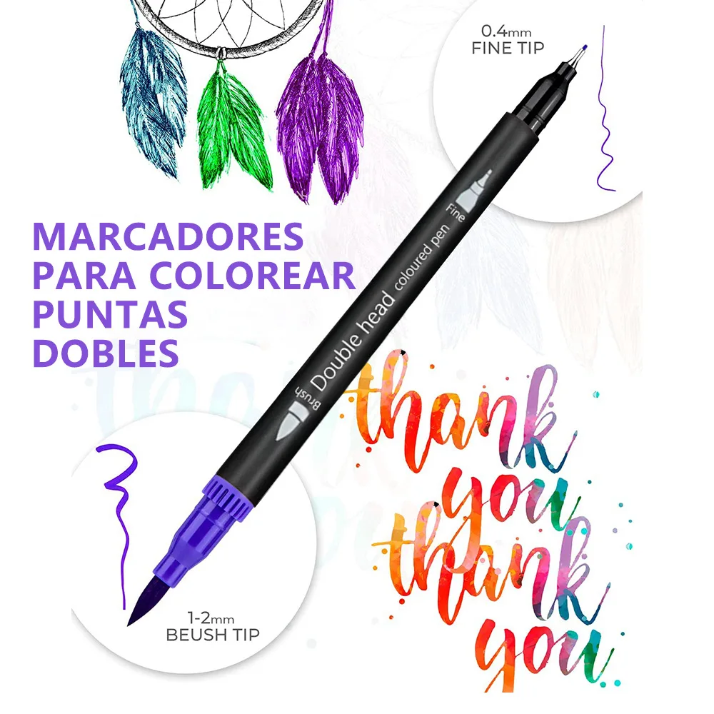 Watercolor Brush Marker Pen Art Markers Felt Tip Pens Sketchbooks For Drawing Stationery Supplies 60/120 Colored Dual Tip