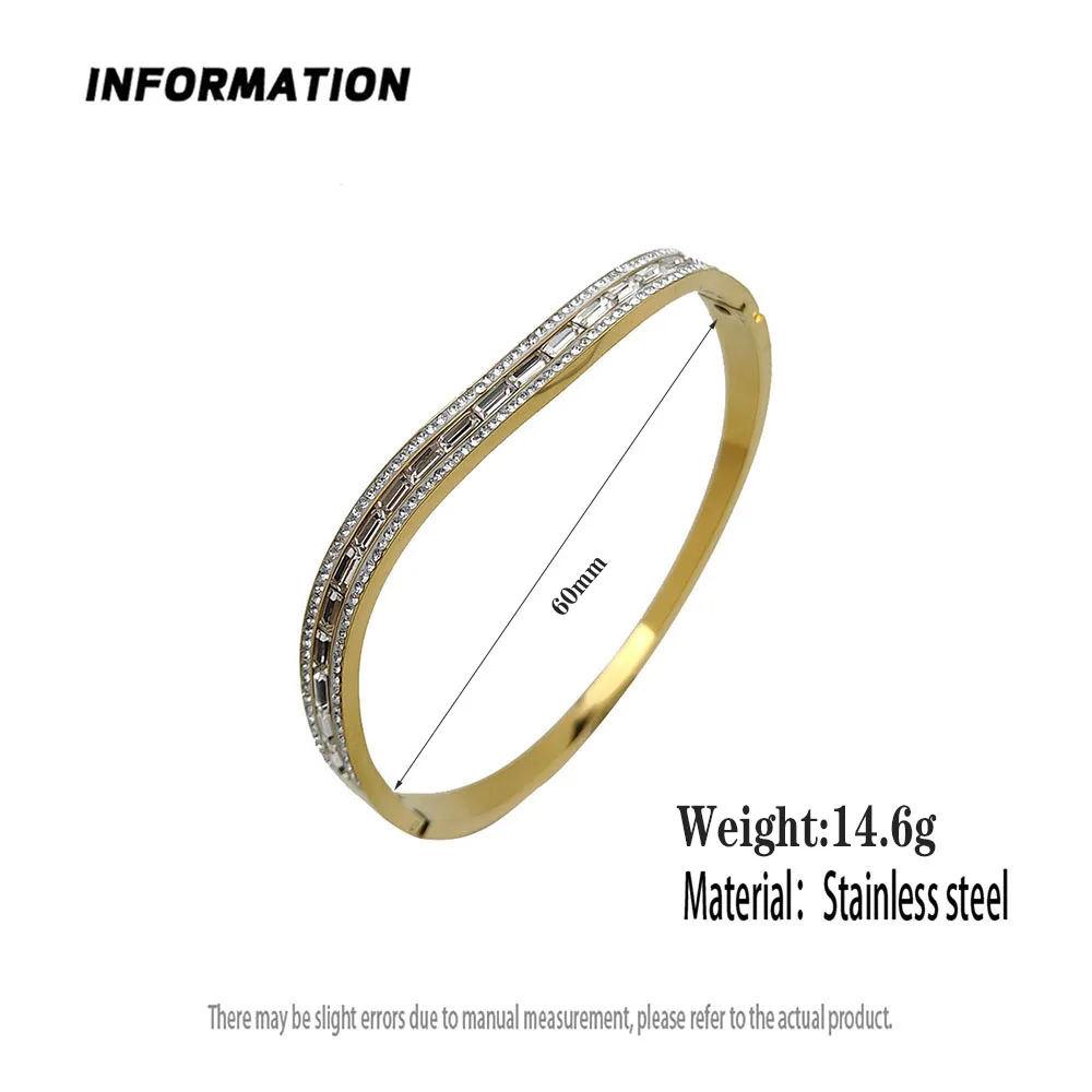 Fashionable and simple style diamond-inlaid stainless steel 18K feminine bracelet, worn in casual, work and other scenarios 2