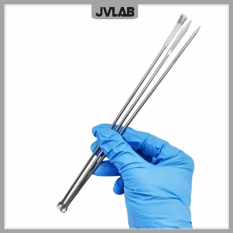 Micro Drug Scraper Spoon Stainless Steel Spatula Scoop Shovel Drill 3 in 1 Length 220 mm SUS Trace Medicine Scratch 22 cm 3pcs