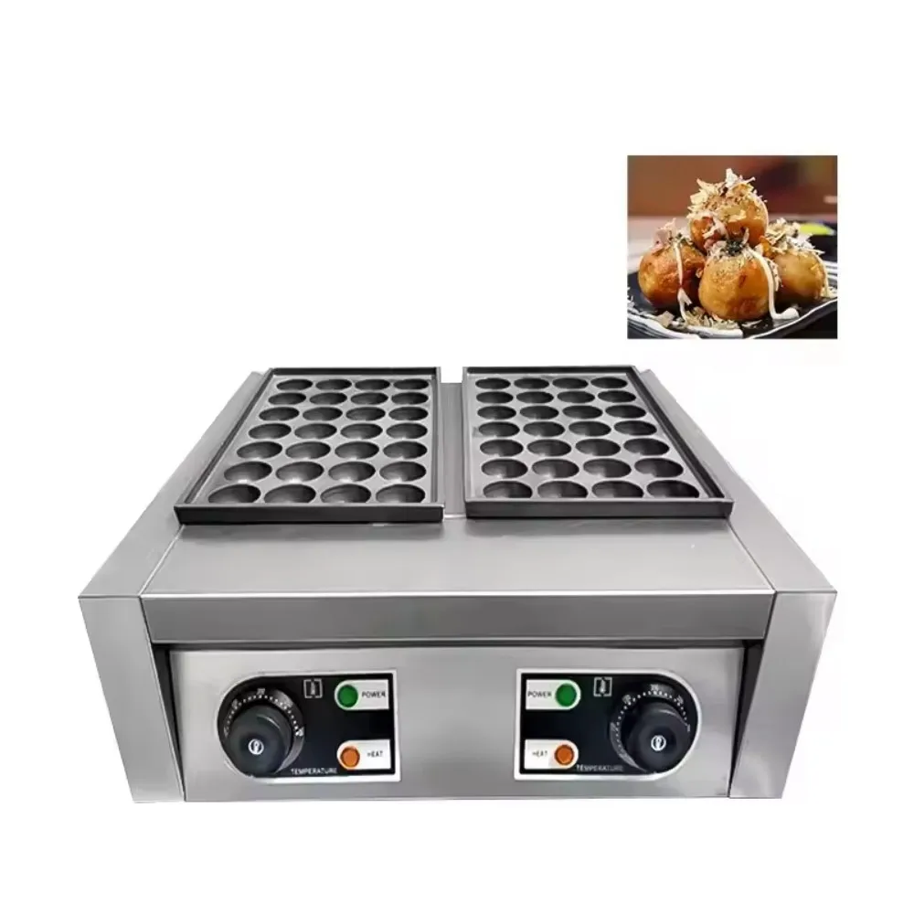 Commercial Non-Stick Electric Takoyaki & Fish Ball Maker - 56 Holes, Stainless Steel, High-Efficiency Snack Machine