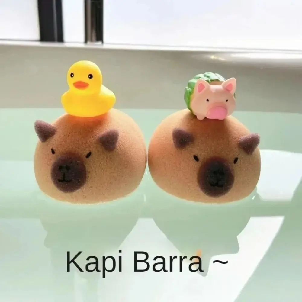 Cute Capybara Bath Sponge Ball Body Exfoliate Shower Puff Cartoon Animal Bubble Sponges Cleaning Brush Bathroom Accessories 4