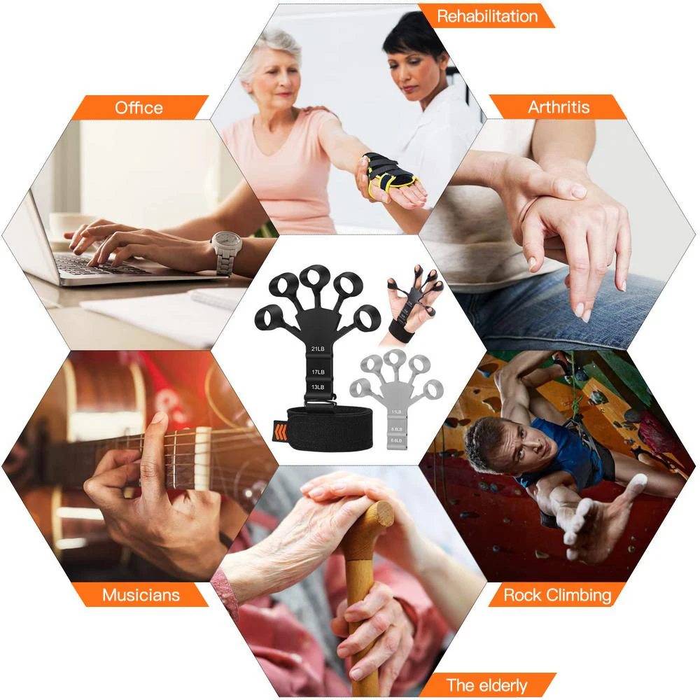 1/2pc finger gripper patients hand strengthener guitar finger flexion and extension training device 6 resistant strength trainer hand strengthener finger strength trainer finger trainer hand grip trainers hand grip exerciser hand trainer hand exerciser
