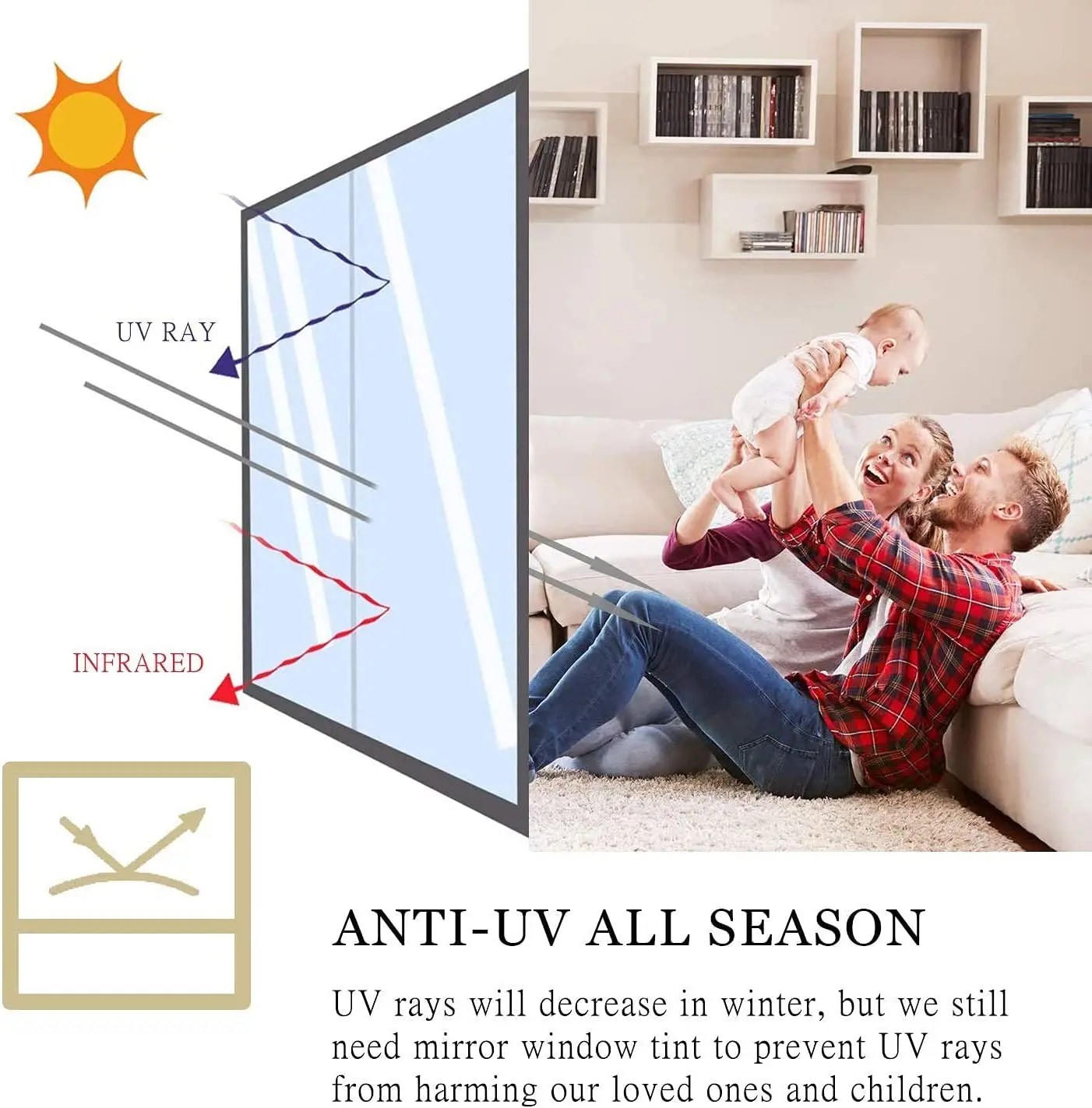 1M One Way Mirror Window Film Reflective Self-adhesive Glass Film Vinyl Anti UV Heat Control Sun Blocker Tinted Window Stickers