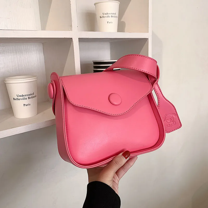 2022 Solid Color Thick Small PU Leather Crossbody Bags for Women Hit Summer Shoulder Bags  Ladies Handbags Luxury Designer Bag