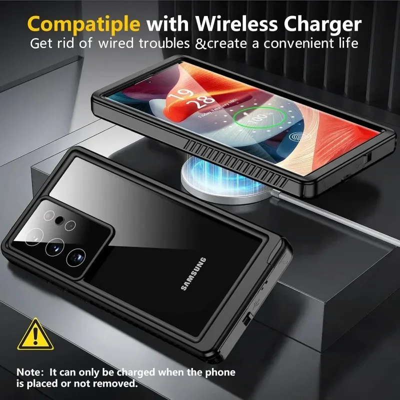 Fully sealed IP68 waterproof case for Samsung S24 Ultra S24Plus transparent screen camera protection Dust and shock cover