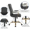 High Back Black LeatherSoft Executive Swivel Office Chair with Gold Frame Arms 4