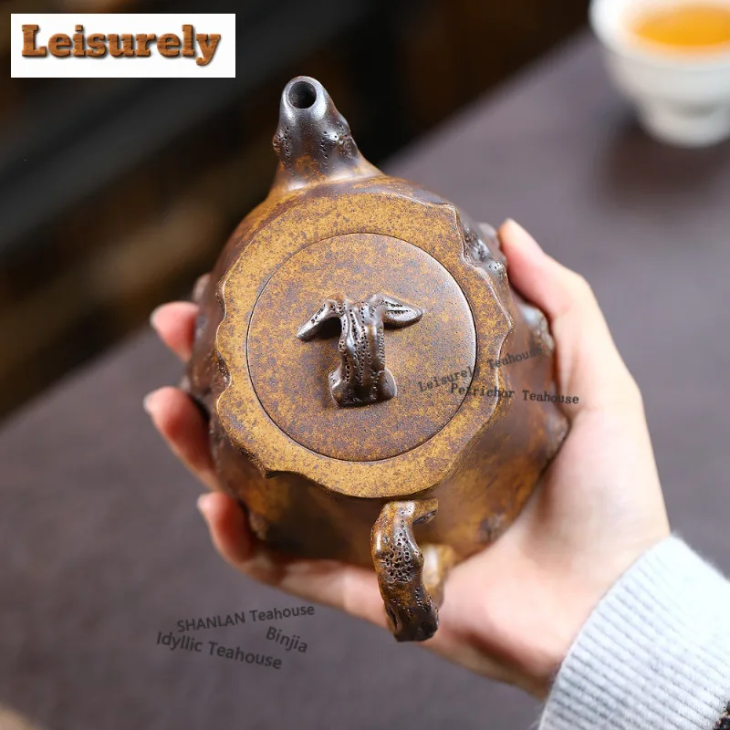 310ml Yixing Purple Clay Teapot Artists Handmade Tree Stumps Pot Raw Ore Wood-fired Porcelain Mud Tea Making Kettle Zisha Teaset