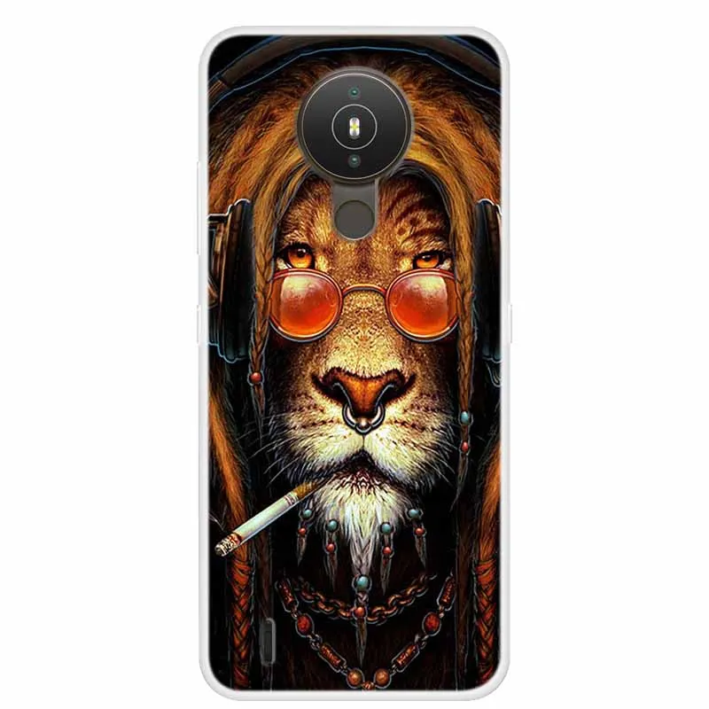 Wildlife Collection Soft TPU Silicone Phone Case - Clear Wolf and Lion Design