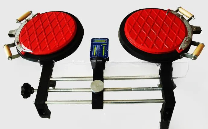 

Front wheel positioning tester for car, cart, front wheel positioning device