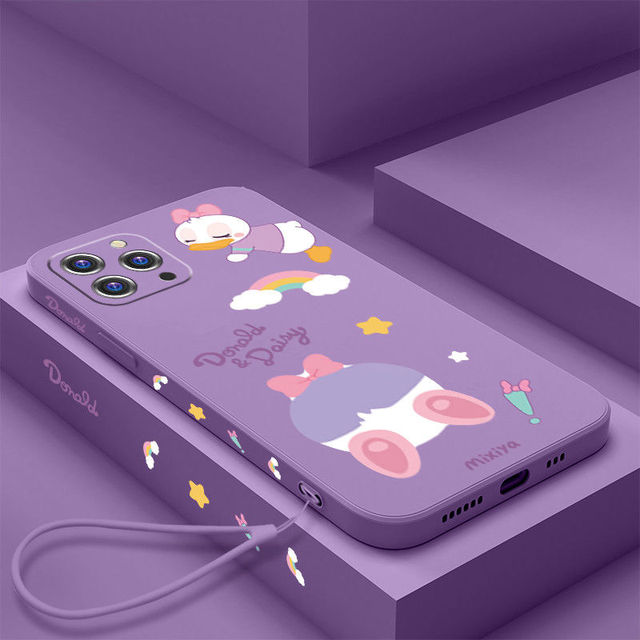 Donald Duck Phone Case For iPhone 13 11 Pro Max 12 Mini XS Max X XR 7 8 Plus Back Cover Lanyard Lens Protection Shell