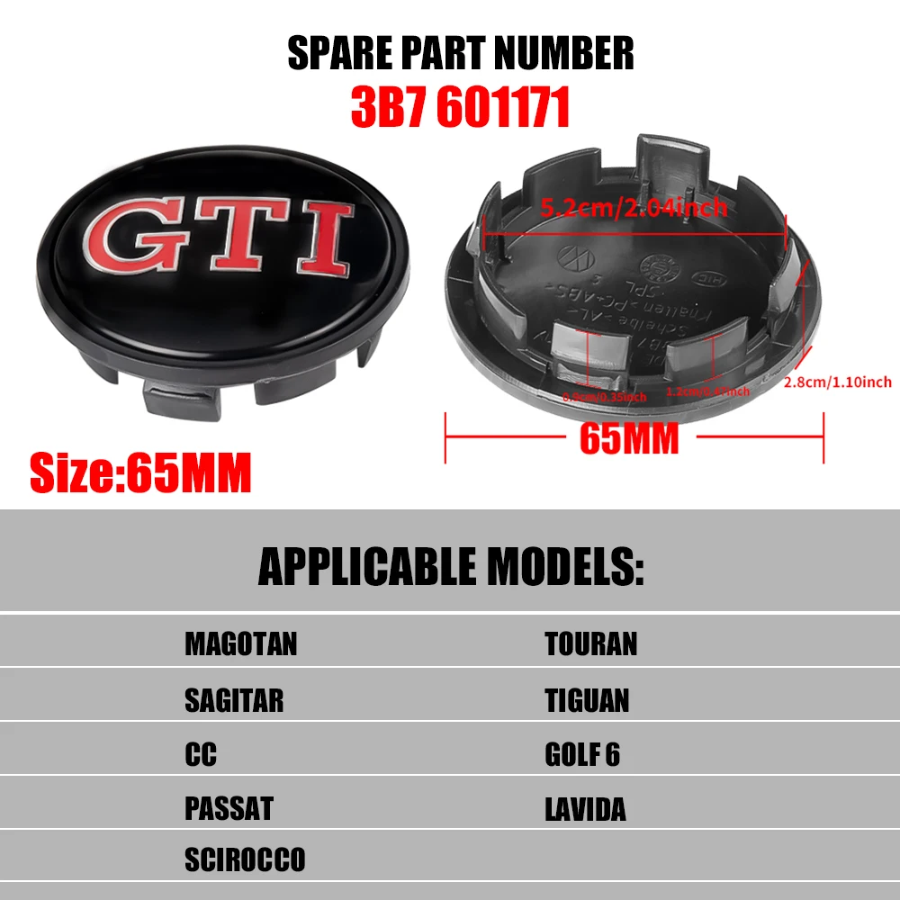 Set of 4 Stylish Car Wheel Center Hub Caps - 56/65/66mm Auto Decor Accessory