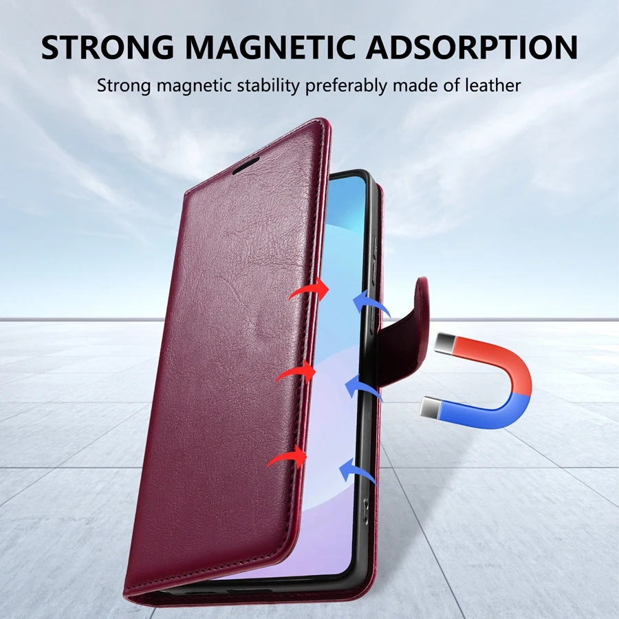 Luxury Magnetic Wallet Leather Case with Card Slot and Flip Cover