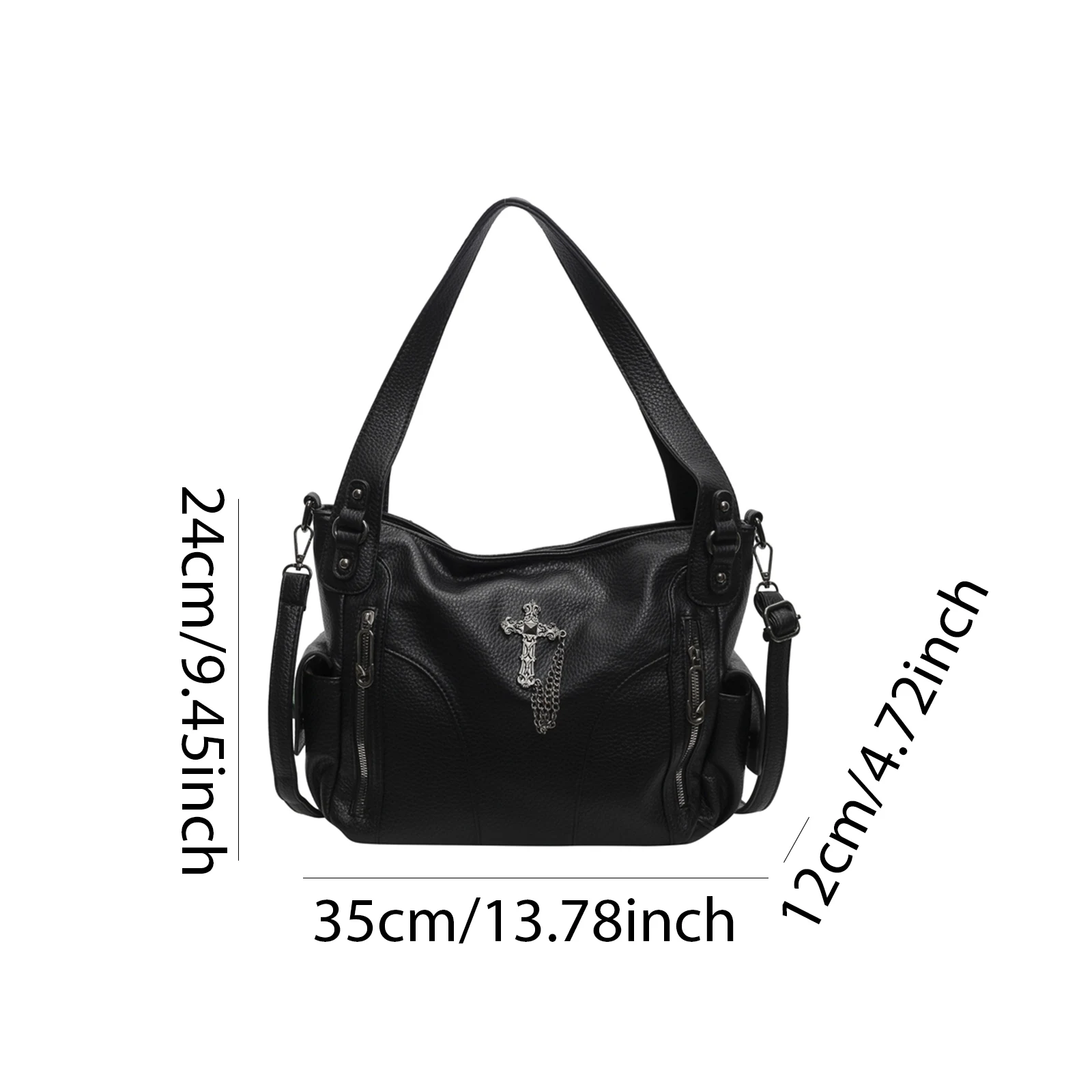 Women PU Hardware Cross Tote Bag Handbag Underarm Bag Large Capacity for Travel Shopping Daily Use
