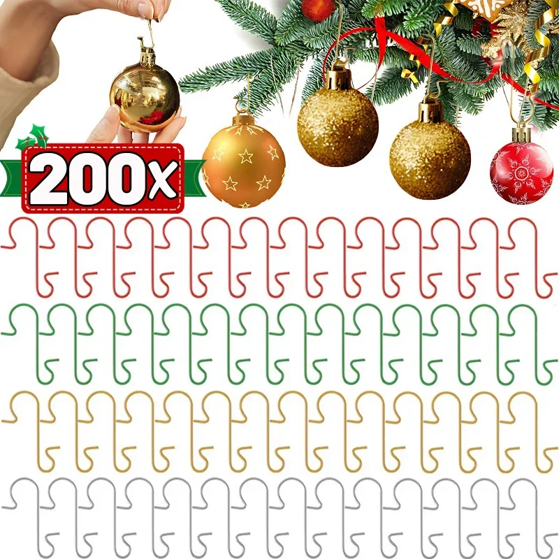 Christmas Ornament Metal Hook 200/50PCS for Xmas Tree and Party Decor