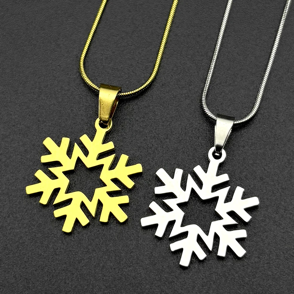 Charmante Schneeflocken-Modehalskette für Damen und Herren, Edelstahl, silberfarben, geometrische Symmetrie, mathematische Kunst, Kette, Schmuck, Geschenke