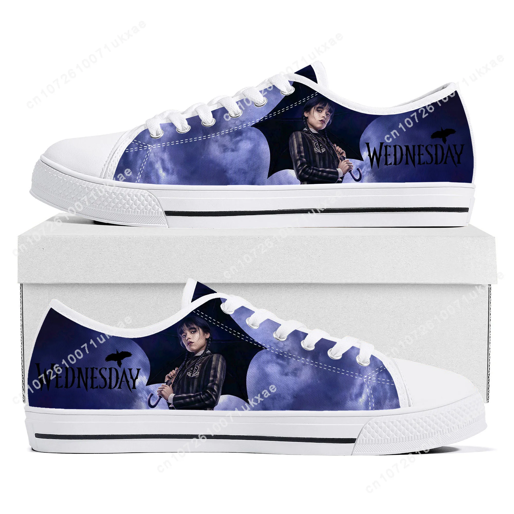 

Wednesday Addams Low Top Sneakers Mens Womens Teenager Canvas High Quality Sneaker Casual Custom Made Shoes Customize DIY Shoe