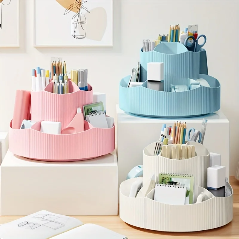 A 360-degree rotatable pen holder with a single piece, which is a large-capacity, good-looking storage box for study and office A 360-degree rotatable pen holder with a single piece, which is a large-capacity, good-looking storage box for study and office