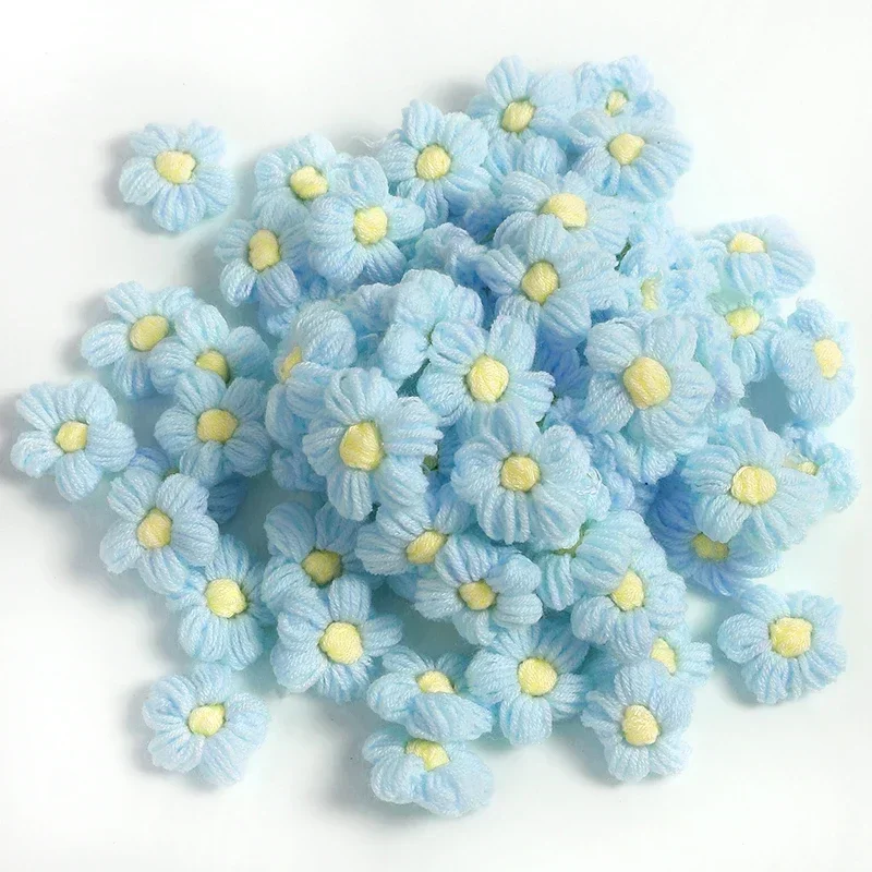 Hand-Knitted Colorful Floral Applique Patches