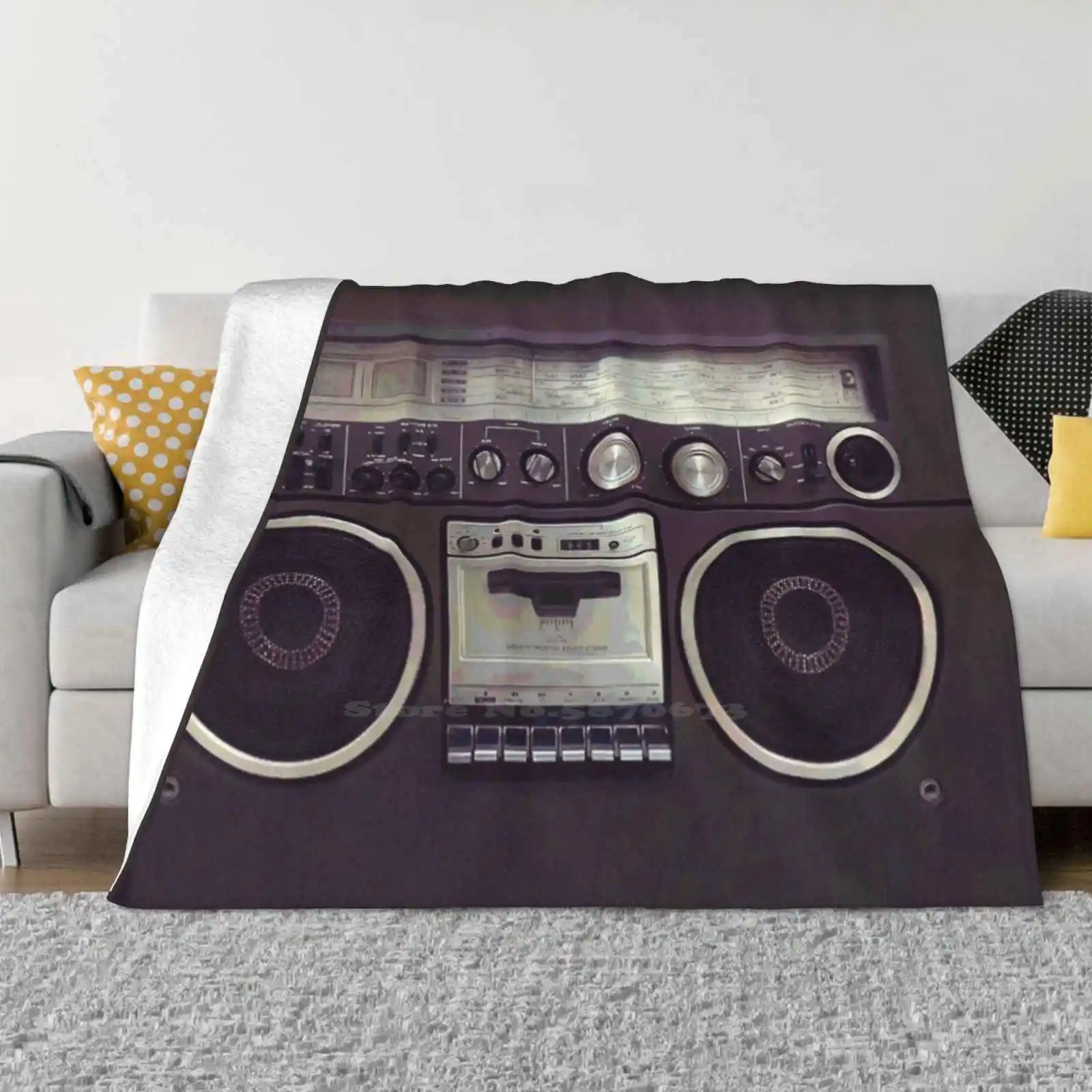 Anni '80 Retro Boombox Cassette Player Nuovo Arrivo Moda Tempo Libero Caldo Flanella Coperta Cassetta Retro Boombox Music Hood Blaster