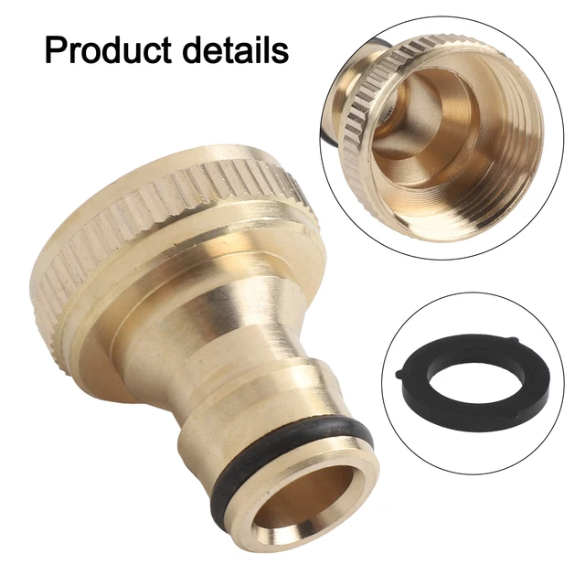 Brass Hose Tap Connector - 3/4" Threaded Garden Water Pipe Adapter, Quick Connect