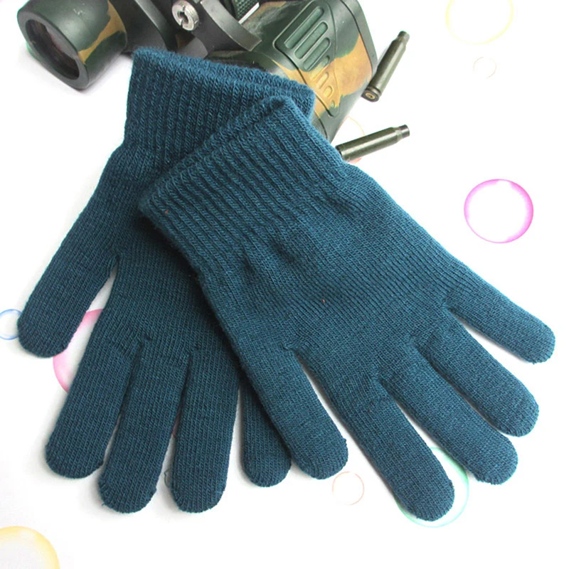 

Women Cashmere Knitted Gloves Autumn Hand Warmer Winter Thicken Lining Full Fingered Mittens Skiing Short Wrist Gloves Solid