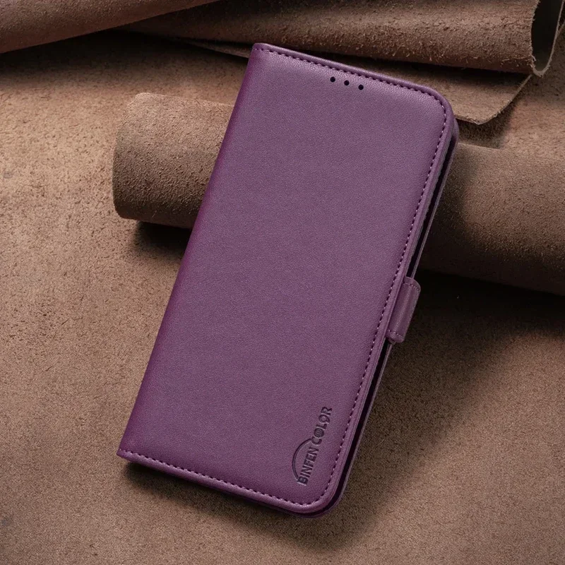 Business Leather Wallet Case with Magnetic Buckle Flip Cover