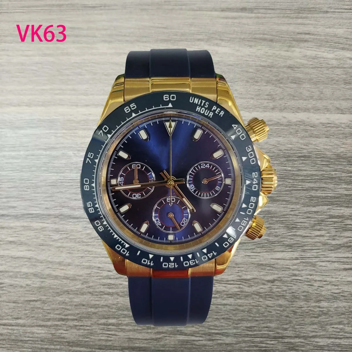 

New VK63 quartz movement chronograph, black 40mm stainless steel watch, rubber strap, sapphire glass