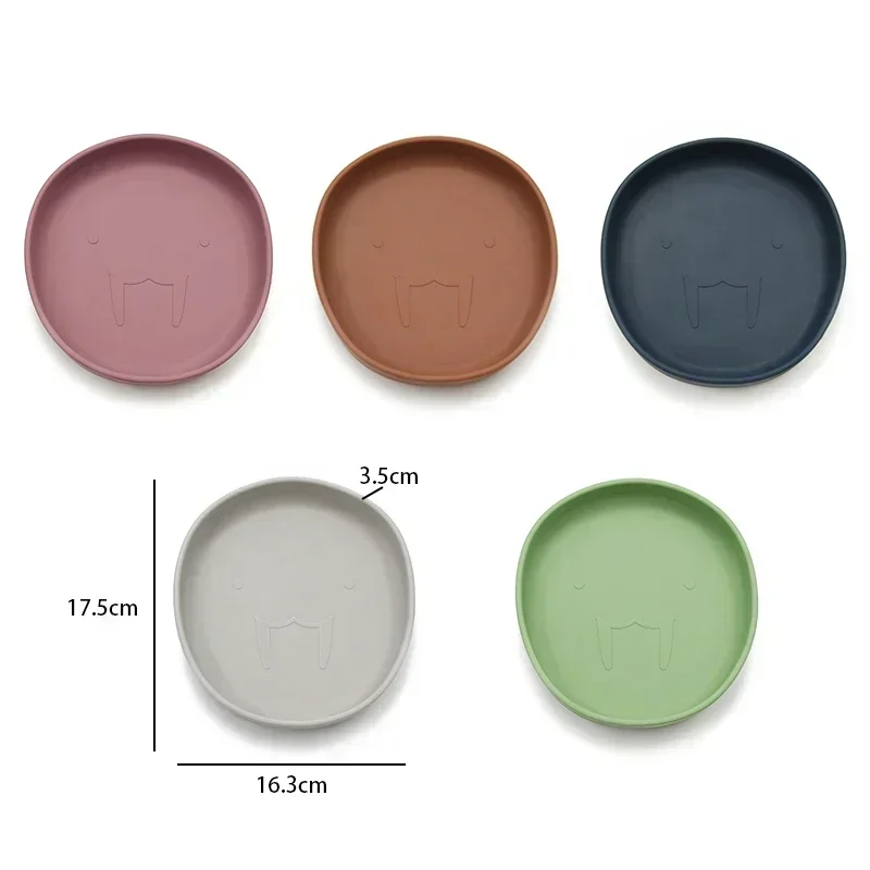 Baby Feeding Plate Walrus Alike Silicone Plate for Toddler BPA Free Food Grade Silicone Super Soft Dishwasher Safe Plate 5