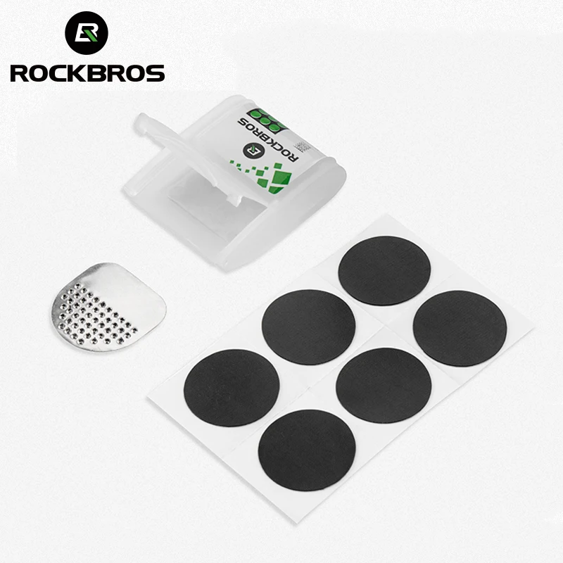 ROCKBROS 6pcs Mtb Road Bike Tire Patch Rubber Bike Tyre Repair Pad Portable Tire Inner Tube Pad Bicycle Repair Accessories mtb road bike valve extender aluminum alloy inner tube valve adapters bicycle inner tire tyre extension rod bike accessories